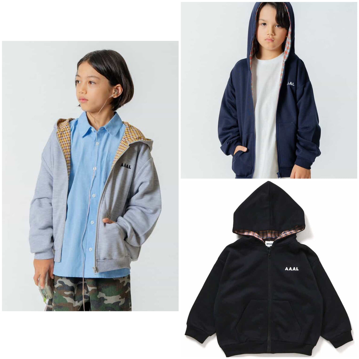 日本童裝 BREEZE 格紋裡襯衛衣外套 90-160cm 男童款/女童款 冬季 OUTERWEAR