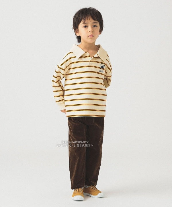 日本童裝 B:MING by BEAMS 條紋翻領上衣 100-130cm 男童款 秋冬季 TOPS