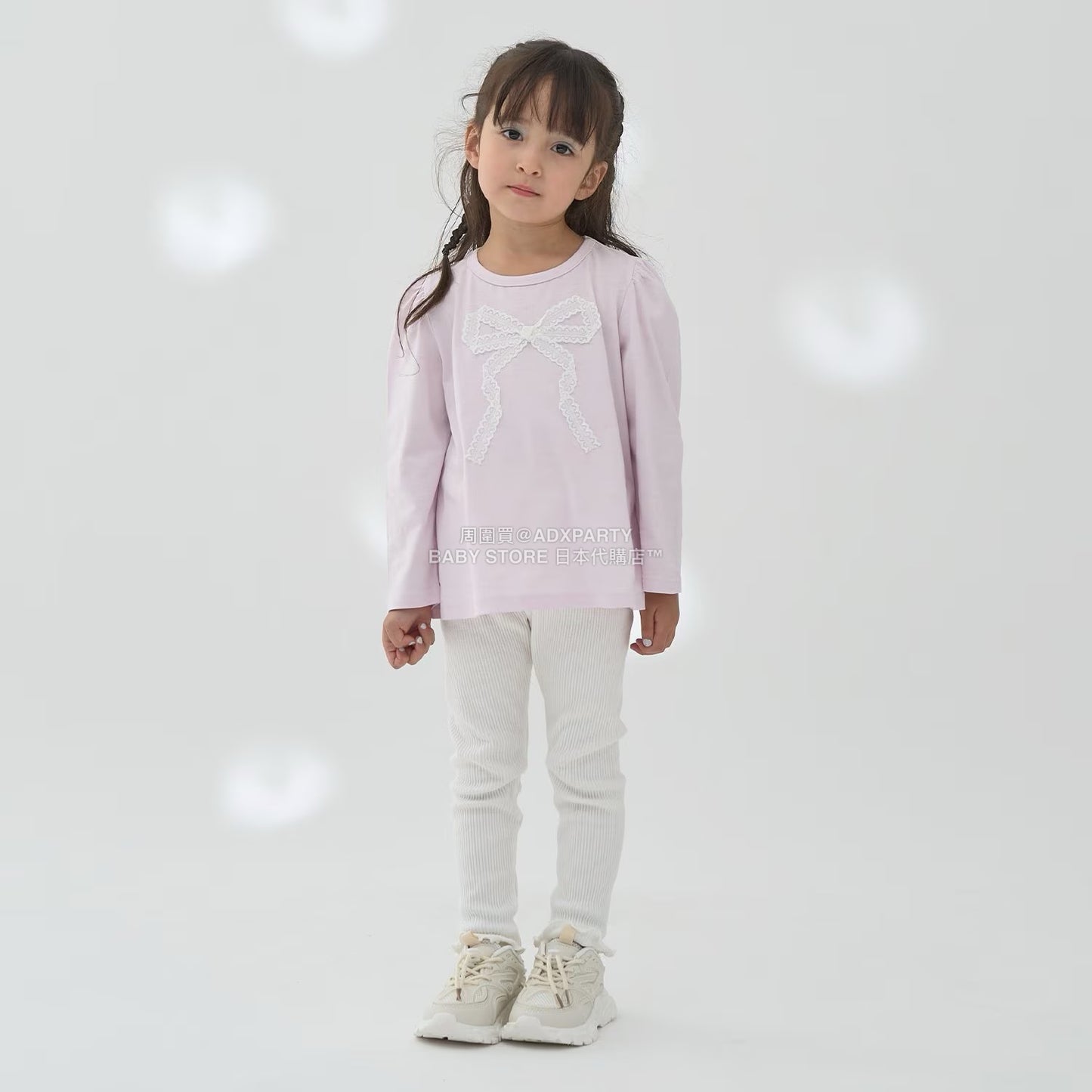 日本童裝 Ly# mine [柔軟棉] 蝴蝶結長袖上衣 100-150cm 女童款 秋季 TOPS