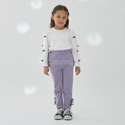 日本童裝 Ly# mine [柔軟棉] 蝴蝶結長袖上衣 100-150cm 女童款 秋季 TOPS