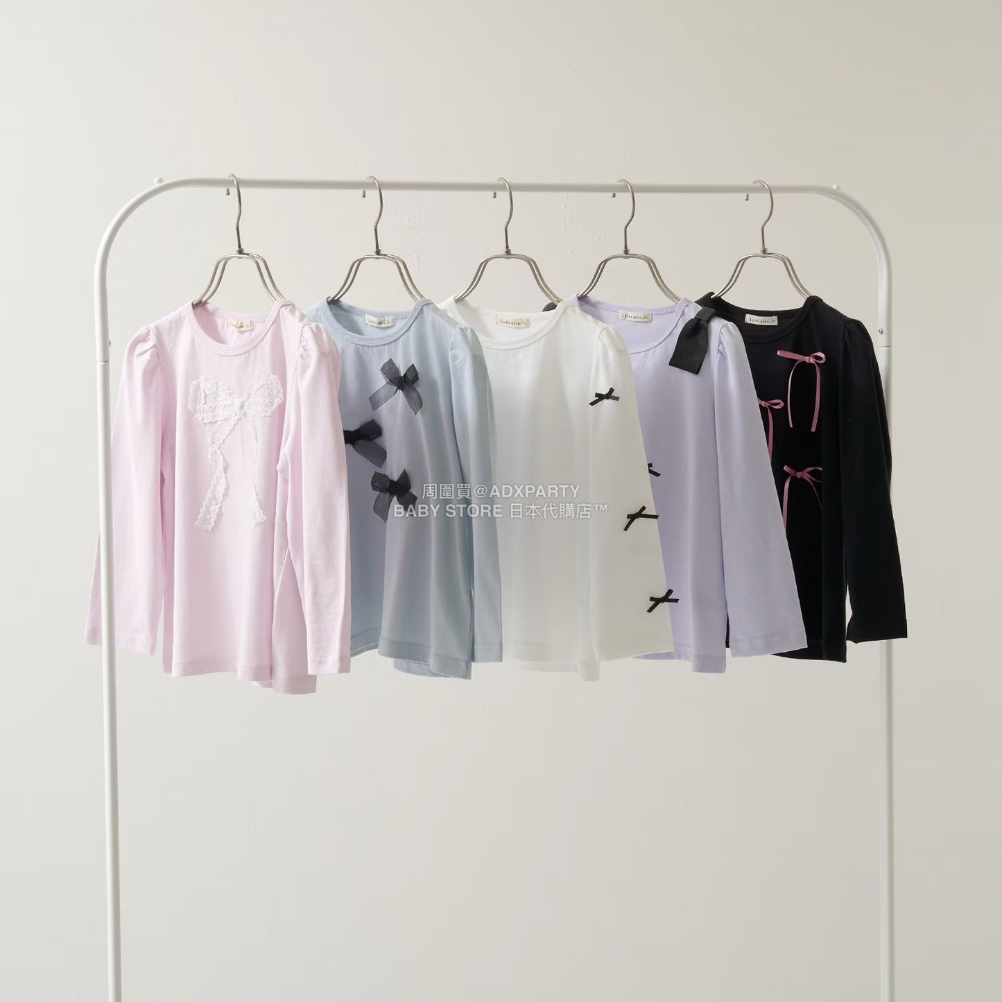 日本童裝 Ly# mine [柔軟棉] 蝴蝶結長袖上衣 100-150cm 女童款 秋季 TOPS