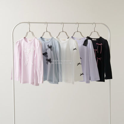 日本童裝 Ly# mine [柔軟棉] 蝴蝶結長袖上衣 100-150cm 女童款 秋季 TOPS