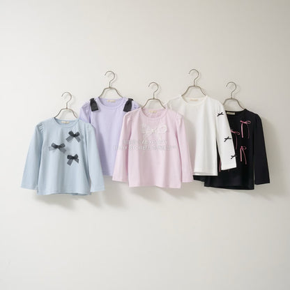 日本童裝 Ly# mine [柔軟棉] 蝴蝶結長袖上衣 100-150cm 女童款 秋季 TOPS