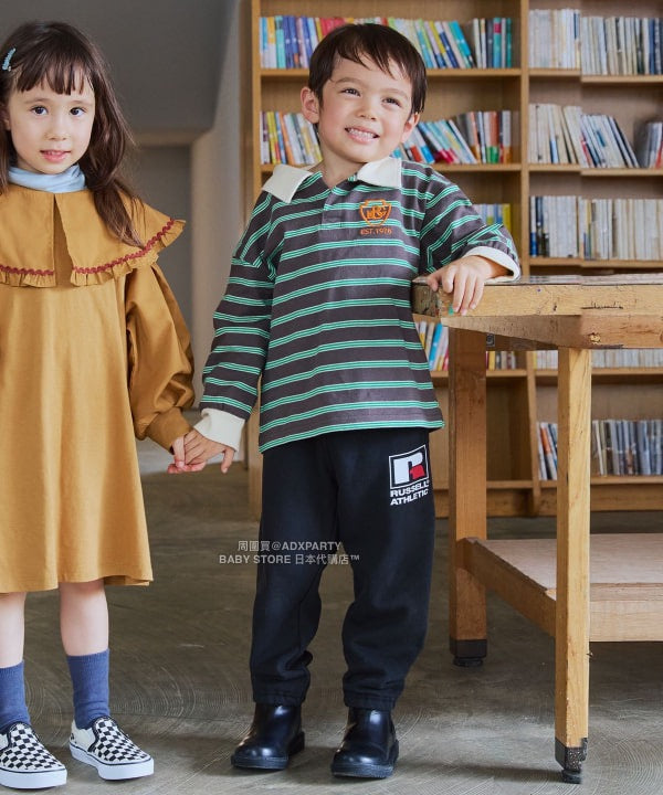 日本童裝 B:MING by BEAMS 條紋翻領上衣 100-130cm 男童款 秋冬季 TOPS