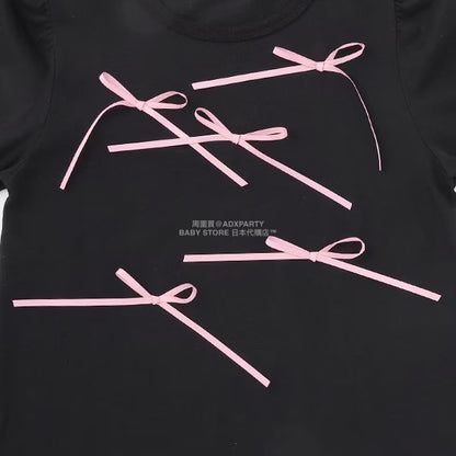 日本童裝 Ly# mine [柔軟棉] 蝴蝶結長袖上衣 100-150cm 女童款 秋季 TOPS