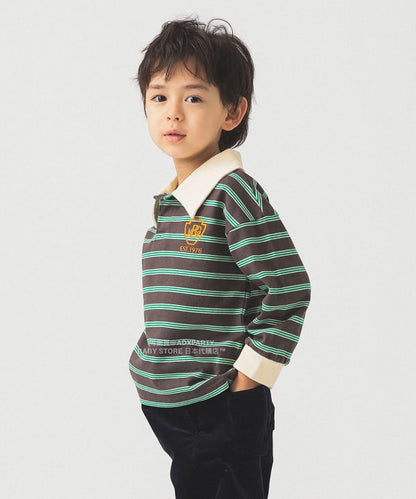 日本童裝 B:MING by BEAMS 條紋翻領上衣 100-130cm 男童款 秋冬季 TOPS