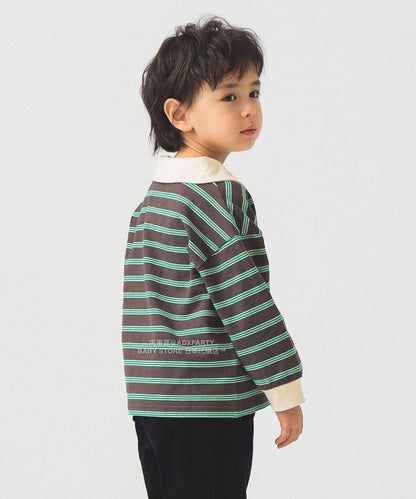 日本童裝 B:MING by BEAMS 條紋翻領上衣 100-130cm 男童款 秋冬季 TOPS