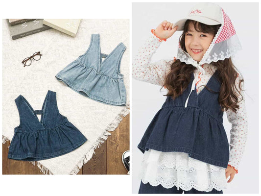 日本童裝 BREEZE 牛仔背心 80-140cm 女童款 秋季 TOPS