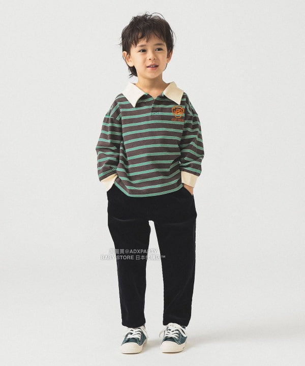 日本童裝 B:MING by BEAMS 條紋翻領上衣 100-130cm 男童款 秋冬季 TOPS