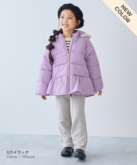 現貨區1-2日寄出--日本童裝 dev!rock 可水洗纖維羽絨荷葉邊外套 130cm 女童款 冬季 (適合寒冷天氣、溫度低天氣）OUTERWEAR 