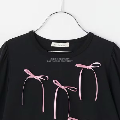 日本童裝 Ly# mine [柔軟棉] 蝴蝶結長袖上衣 100-150cm 女童款 秋季 TOPS