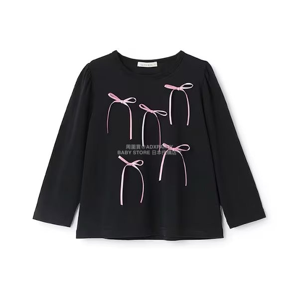 日本童裝 Ly# mine [柔軟棉] 蝴蝶結長袖上衣 100-150cm 女童款 秋季 TOPS