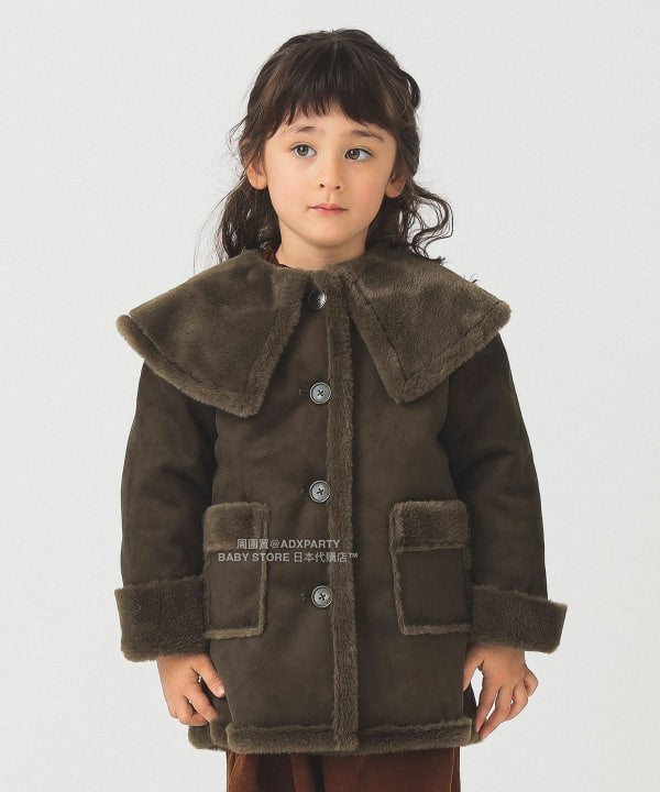 日本童裝 B:MING by BEAMS 斗篷領人造羊皮大褸 110-150cm 女童款 秋冬季 (適合寒冷天氣、溫度低天氣及落雪）OUTERWEAR 