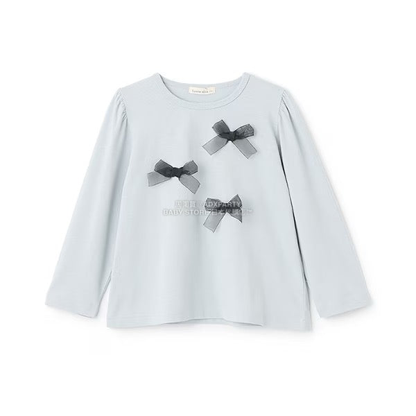日本童裝 Ly# mine [柔軟棉] 蝴蝶結長袖上衣 100-150cm 女童款 秋季 TOPS