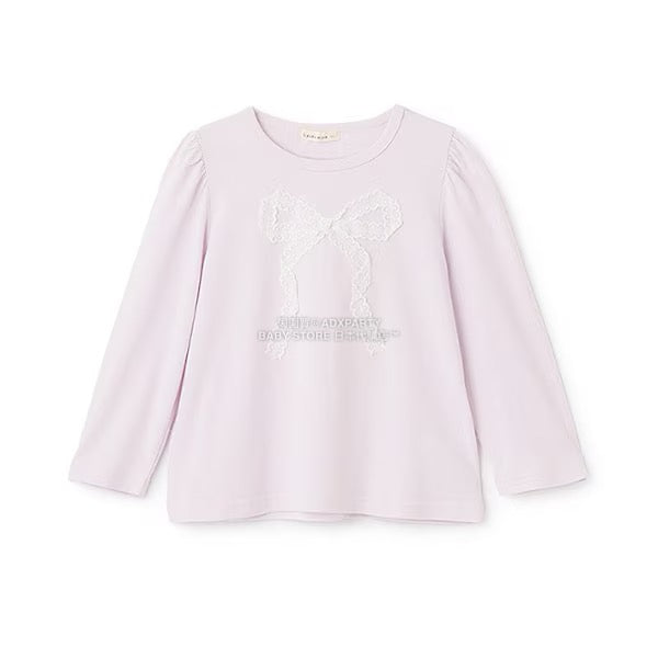 日本童裝 Ly# mine [柔軟棉] 蝴蝶結長袖上衣 100-150cm 女童款 秋季 TOPS