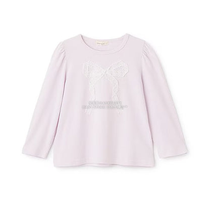 日本童裝 Ly# mine [柔軟棉] 蝴蝶結長袖上衣 100-150cm 女童款 秋季 TOPS