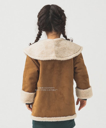 日本童裝 B:MING by BEAMS 斗篷領人造羊皮大褸 110-150cm 女童款 秋冬季 (適合寒冷天氣、溫度低天氣及落雪）OUTERWEAR 