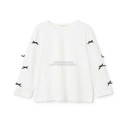 日本童裝 Ly# mine [柔軟棉] 蝴蝶結長袖上衣 100-150cm 女童款 秋季 TOPS