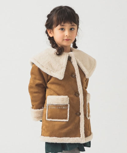 日本童裝 B:MING by BEAMS 斗篷領人造羊皮大褸 110-150cm 女童款 秋冬季 (適合寒冷天氣、溫度低天氣及落雪）OUTERWEAR 