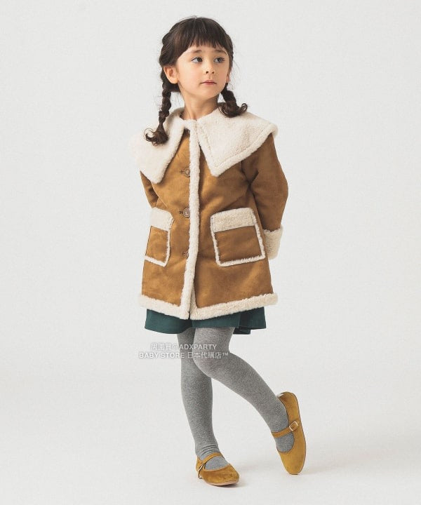日本童裝 B:MING by BEAMS 斗篷領人造羊皮大褸 110-150cm 女童款 秋冬季 (適合寒冷天氣、溫度低天氣及落雪）OUTERWEAR 