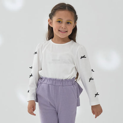 日本童裝 Ly# mine [柔軟棉] 蝴蝶結長袖上衣 100-150cm 女童款 秋季 TOPS