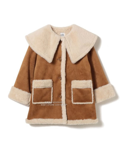 日本童裝 B:MING by BEAMS 斗篷領人造羊皮大褸 110-150cm 女童款 秋冬季 (適合寒冷天氣、溫度低天氣及落雪）OUTERWEAR 