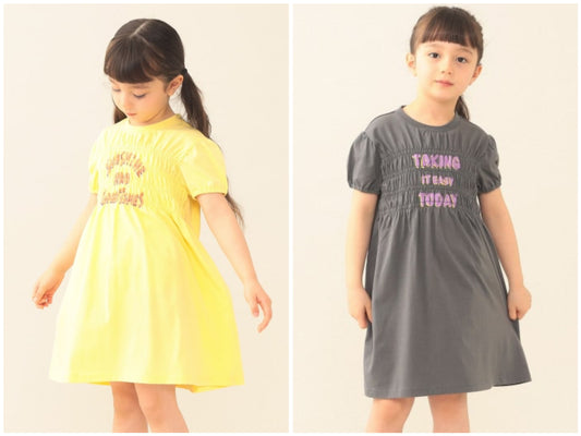 日本童裝 BE#AMS mini  抽皺收腰連身裙 90-140cm 女童款 夏季 DRESSES