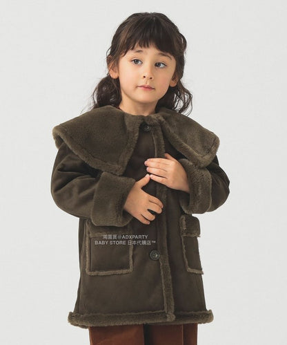 日本童裝 B:MING by BEAMS 斗篷領人造羊皮大褸 110-150cm 女童款 秋冬季 (適合寒冷天氣、溫度低天氣及落雪）OUTERWEAR 