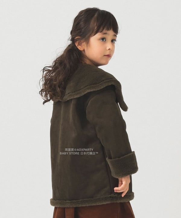 日本童裝 B:MING by BEAMS 斗篷領人造羊皮大褸 110-150cm 女童款 秋冬季 (適合寒冷天氣、溫度低天氣及落雪）OUTERWEAR 