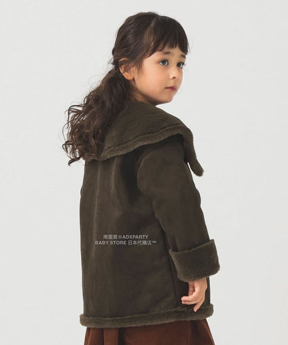 日本童裝 B:MING by BEAMS 斗篷領人造羊皮大褸 110-150cm 女童款 秋冬季 (適合寒冷天氣、溫度低天氣及落雪）OUTERWEAR 