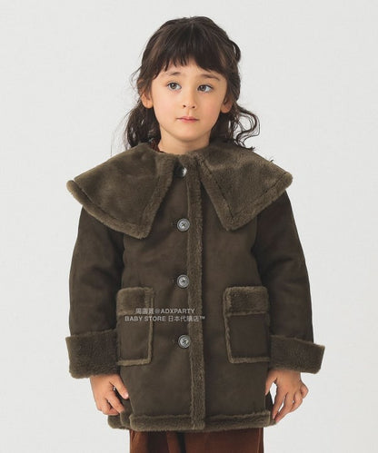 日本童裝 B:MING by BEAMS 斗篷領人造羊皮大褸 110-150cm 女童款 秋冬季 (適合寒冷天氣、溫度低天氣及落雪）OUTERWEAR 