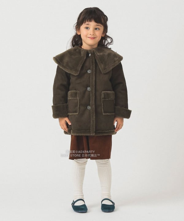 日本童裝 B:MING by BEAMS 斗篷領人造羊皮大褸 110-150cm 女童款 秋冬季 (適合寒冷天氣、溫度低天氣及落雪）OUTERWEAR 