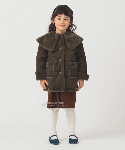日本童裝 B:MING by BEAMS 斗篷領人造羊皮大褸 110-150cm 女童款 秋冬季 (適合寒冷天氣、溫度低天氣及落雪）OUTERWEAR 
