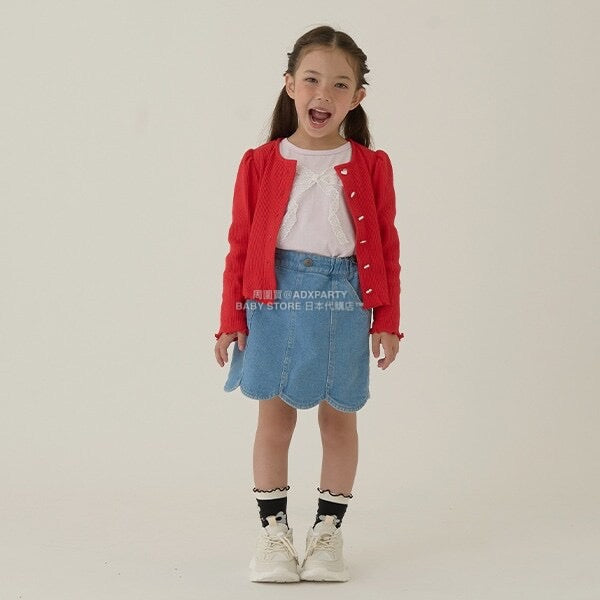 日本童裝 Ly# mine 宮廷肩袖薄外套 100-150cm 女童款 秋季 OUTERWEAR 聖誕紅/新年紅