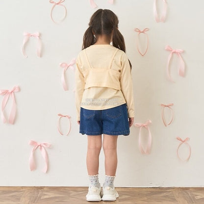 日本童裝 Ly# mine [柔軟棉] 吊帶背心&簡約上衣兩件套裝 100-150cm 女童款 秋季 TOPS