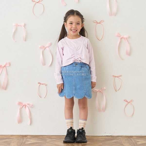 日本童裝 Ly# mine [柔軟棉] 吊帶背心&簡約上衣兩件套裝 100-150cm 女童款 秋季 TOPS