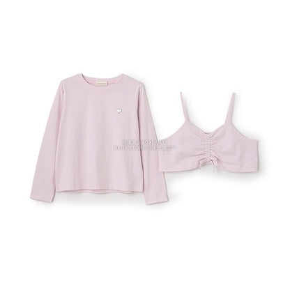 日本童裝 Ly# mine [柔軟棉] 吊帶背心&簡約上衣兩件套裝 100-150cm 女童款 秋季 TOPS