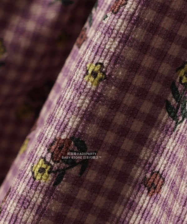 日本童裝 BEAMS mini 花卉格紋燈芯絨連身裙 90-140cm 女童款 秋冬季 DRESSES