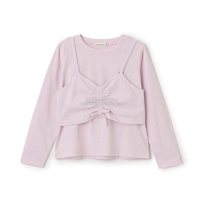 日本童裝 Ly# mine [柔軟棉] 吊帶背心&簡約上衣兩件套裝 100-150cm 女童款 秋季 TOPS