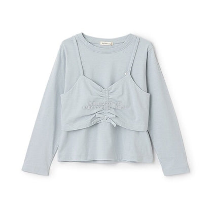 日本童裝 Ly# mine [柔軟棉] 吊帶背心&簡約上衣兩件套裝 100-150cm 女童款 秋季 TOPS