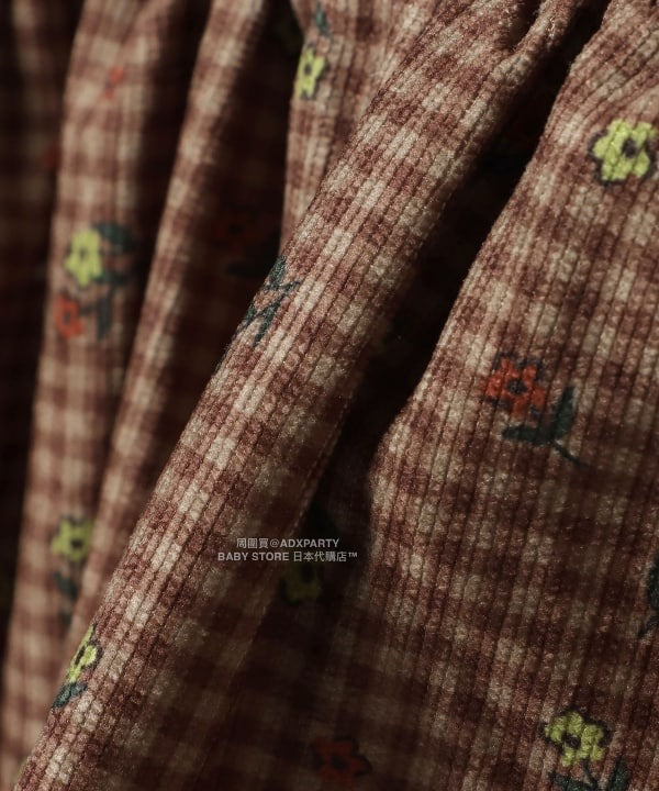 日本童裝 BEAMS mini 花卉格紋燈芯絨連身裙 90-140cm 女童款 秋冬季 DRESSES