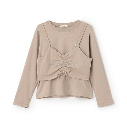 日本童裝 Ly# mine [柔軟棉] 吊帶背心&簡約上衣兩件套裝 100-150cm 女童款 秋季 TOPS
