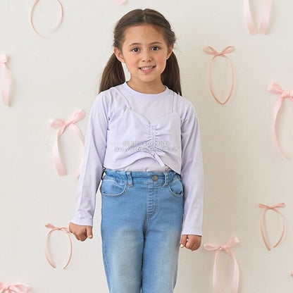 日本童裝 Ly# mine [柔軟棉] 吊帶背心&簡約上衣兩件套裝 100-150cm 女童款 秋季 TOPS