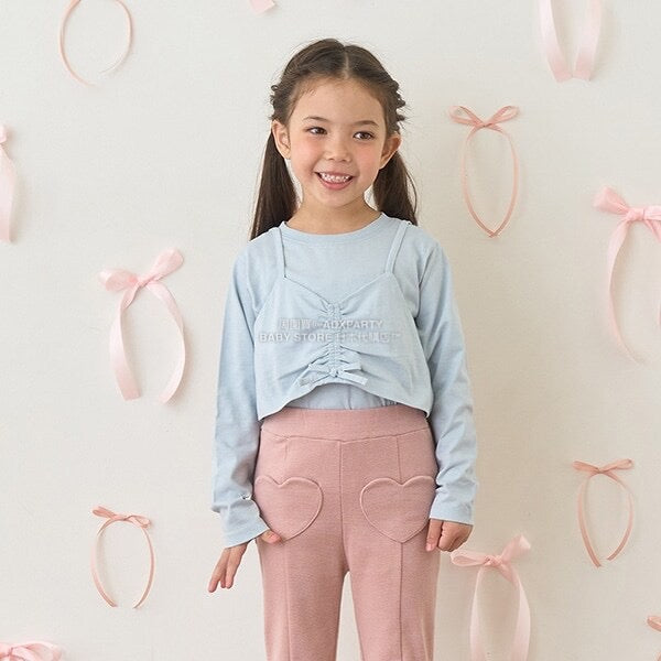 日本童裝 Ly# mine [柔軟棉] 吊帶背心&簡約上衣兩件套裝 100-150cm 女童款 秋季 TOPS