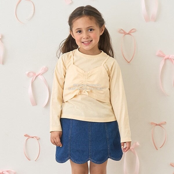 日本童裝 Ly# mine [柔軟棉] 吊帶背心&簡約上衣兩件套裝 100-150cm 女童款 秋季 TOPS