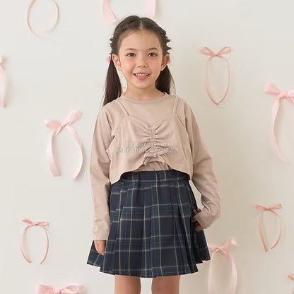 日本童裝 Ly# mine [柔軟棉] 吊帶背心&簡約上衣兩件套裝 100-150cm 女童款 秋季 TOPS