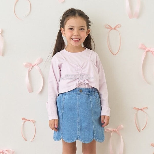 日本童裝 Ly# mine [柔軟棉] 吊帶背心&簡約上衣兩件套裝 100-150cm 女童款 秋季 TOPS