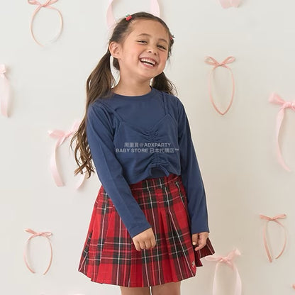 日本童裝 Ly# mine [柔軟棉] 吊帶背心&簡約上衣兩件套裝 100-150cm 女童款 秋季 TOPS