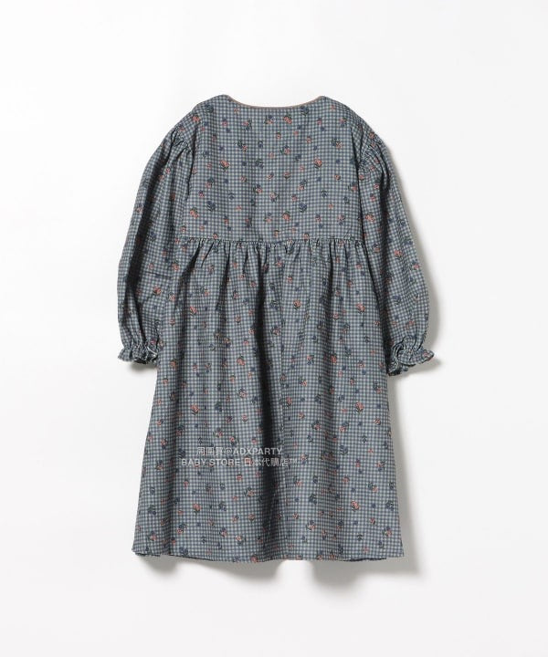 日本童裝 BEAMS mini 花卉格紋燈芯絨連身裙 90-140cm 女童款 秋冬季 DRESSES