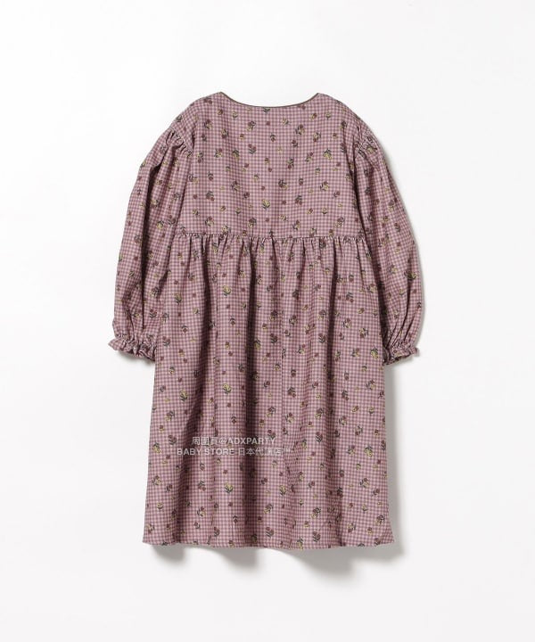 日本童裝 BEAMS mini 花卉格紋燈芯絨連身裙 90-140cm 女童款 秋冬季 DRESSES